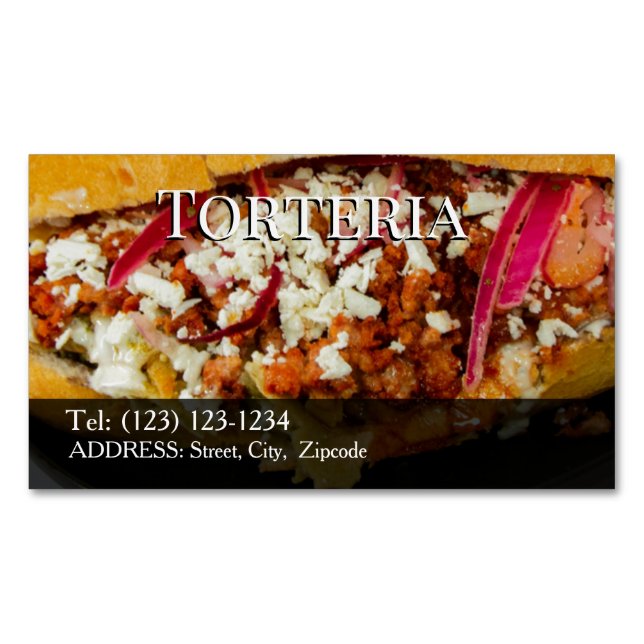 Cartão De Visitas Magnético torteria editable   business card (Frente)