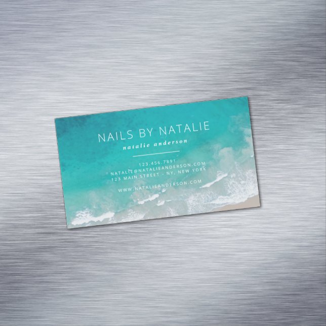 Cartão De Visitas Magnético Tóxico moderno mínimo para praia oceânica (Posição Original)