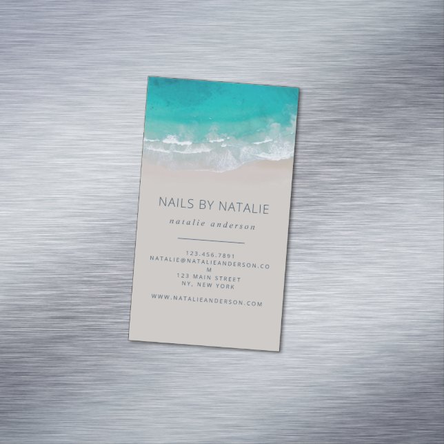 Cartão De Visitas Magnético Tóxico moderno mínimo para praia oceânica (Posição Original)