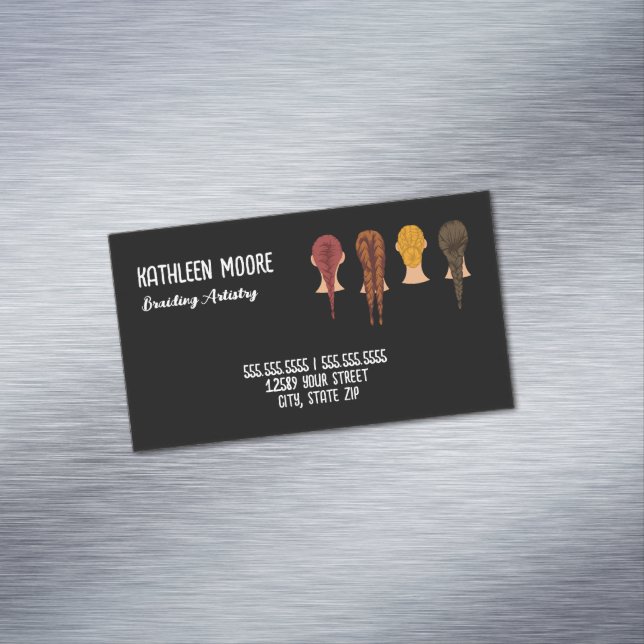 Cartão De Visitas Magnético Travador de cabelo (Posição Original)