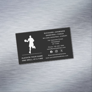 Cartão De Visitas Magnético Treinador de Basquete para Mídia Social Esporte