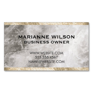 Cartão De Visitas Magnético Trim Dourado de Marble Elegante