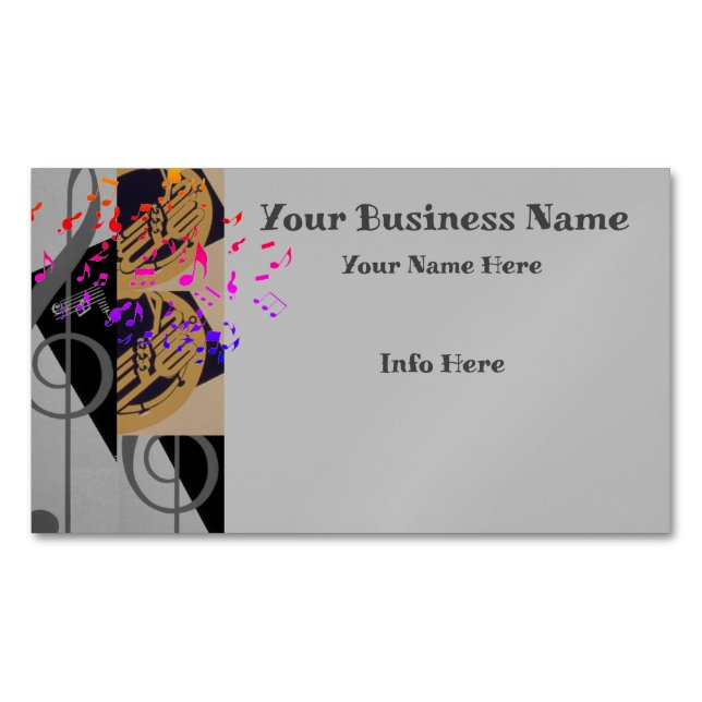 Cartão De Visitas Magnético Tuba E Notas De Música (Frente)
