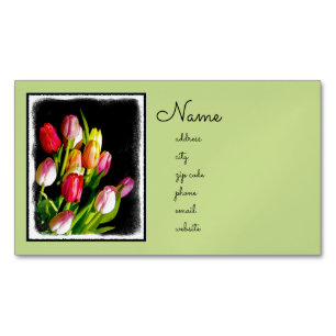 Cartão De Visitas Magnético Tulip Painting - Arte Flor Original
