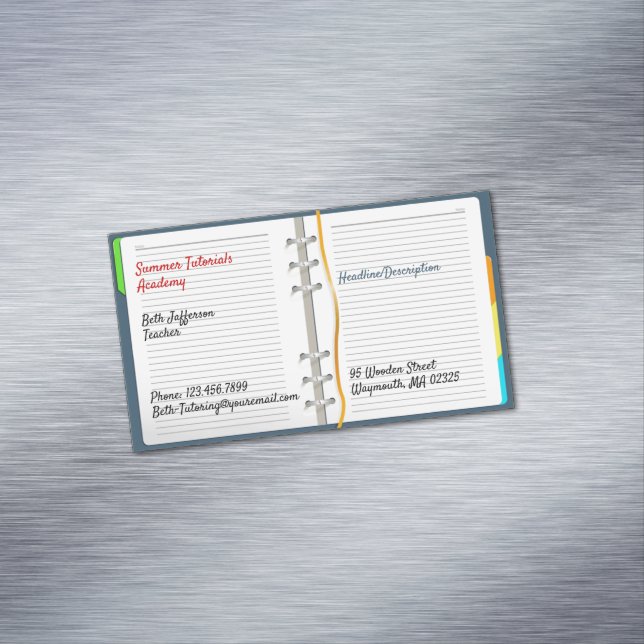 Cartão De Visitas Magnético Tutoragem do notebook (Posição Original)