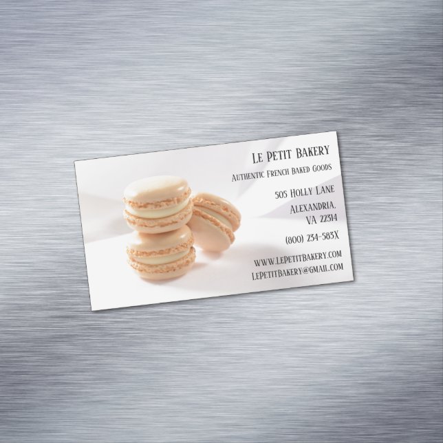 Cartão De Visitas Magnético Vanilla Macarons Comida pastelaria padaria (Posição Original)