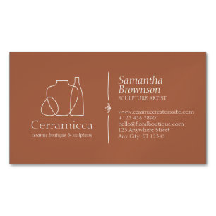 Cartão De Visitas Magnético Vaso de Cerâmica Porcelana de Terracota Escultura