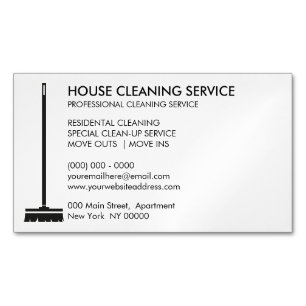 Cartão De Visitas Magnético Vassoura Limpa Janitorial Simples Empregada