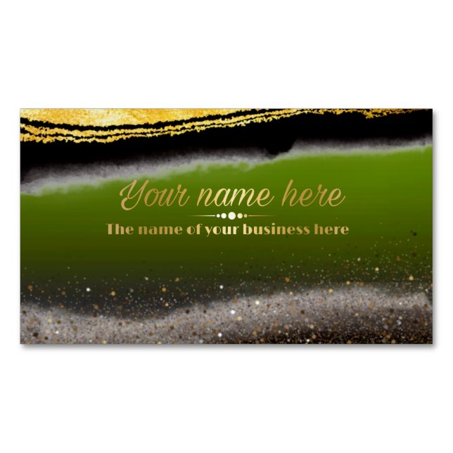 Cartão De Visitas Magnético  verde pistacho con purpurina (Frente)