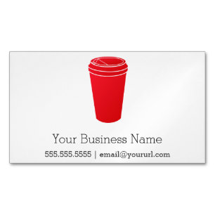 Cartão De Visitas Magnético Vermelho do copo de café (o papel À-Vai)