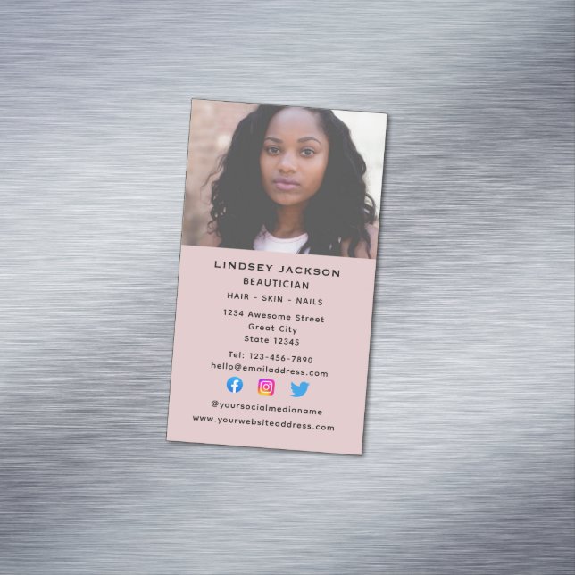 Cartão De Visitas Magnético Vertical - Policial Cosmetólogo das Mídias Sociais (Posição Original)