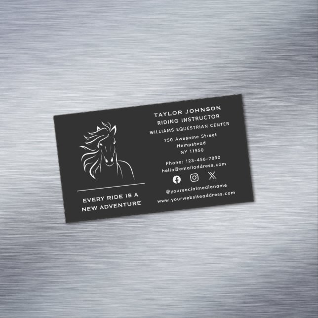 Cartão De Visitas Magnético Vet do Treinador de Equídeos Equestres Equestres n (Posição Original)