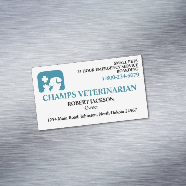 Cartão De Visitas Magnético Veterinarian Clinic (Posição Original)