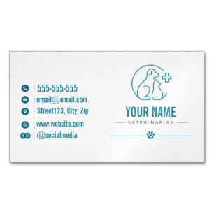 Cartão De Visitas Magnético Veterinário Personalizado com Código QR
