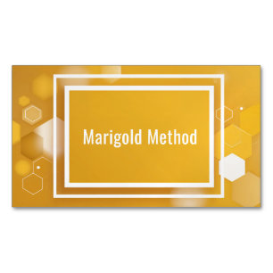 Cartão De Visitas Magnético Vibrante Amarelo Mel Hexágono Geométrico Minimalis