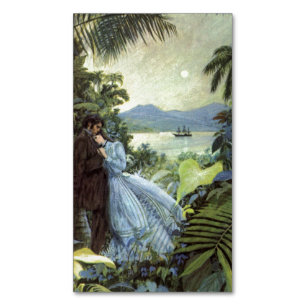 Cartão De Visitas Magnético Vintage Love and Romance, visão tropical romântica