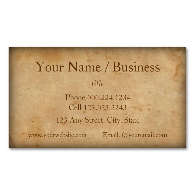 Cartão De Visitas Magnético Vintage parece velha e Vestida (Frente)