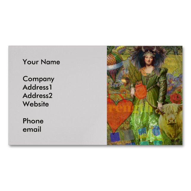 Cartão De Visitas Magnético Vintage Taurus Clássica Retrato de Arte Gótica (Frente)