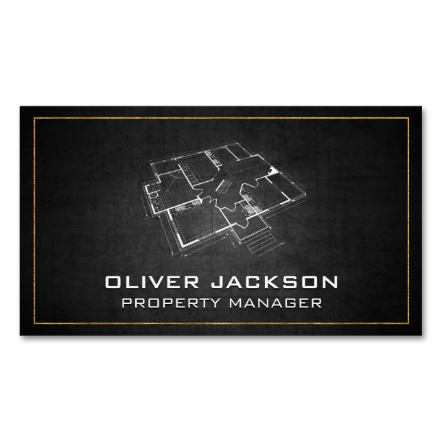 Cartão De Visitas Magnético Visão superior do Blueprint (Frente)