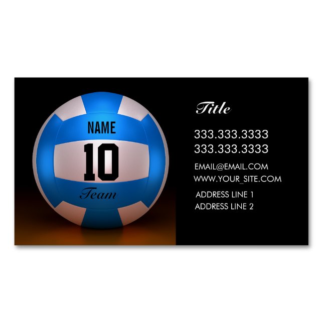 Cartão De Visitas Magnético Voleibol Azul (Frente)