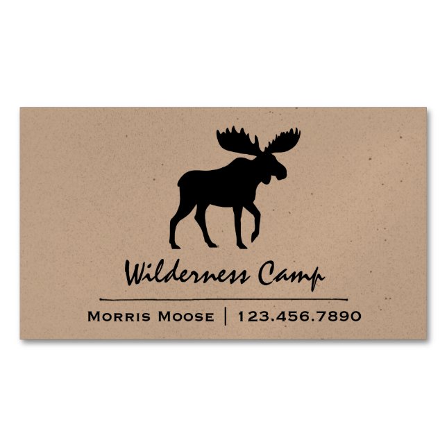 Cartão De Visitas Magnético Walking Moose Silhouette | Animais selvagens (Frente)