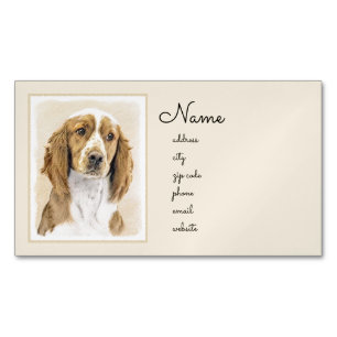 Cartão De Visitas Magnético Welsh Springer Spaniel Painting - Arte Original De