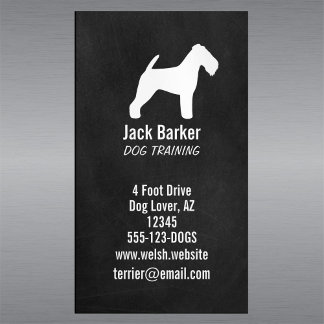 Cartão De Visitas Magnético Welsh Terrier Dog Silhouboard Style
