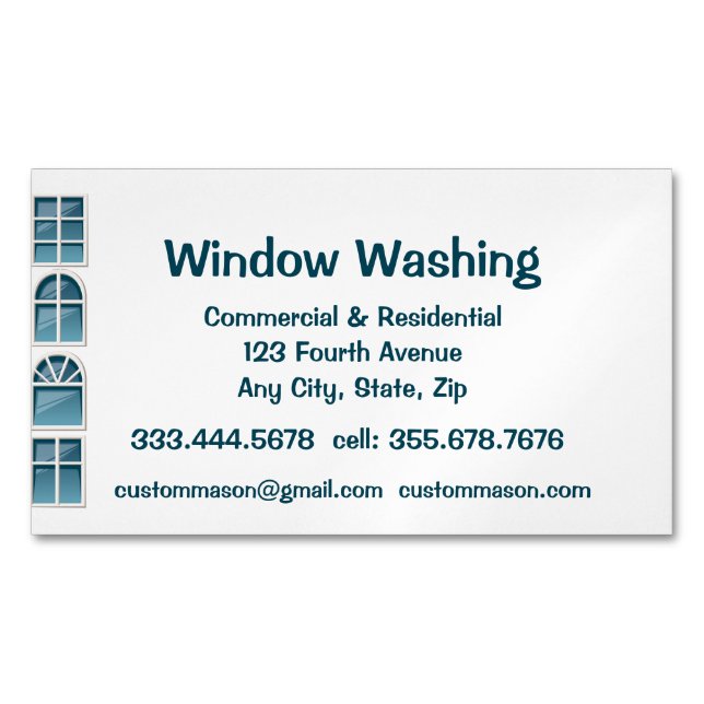 Cartão De Visitas Magnético Windows Washing Washer Personalizado (Frente)