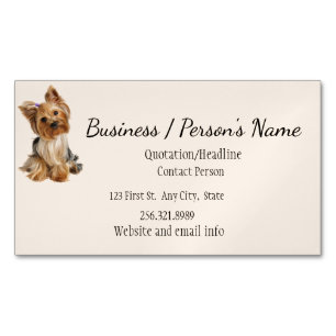 Cartão De Visitas Magnético Yorkshire Terrier Dog Pet Animal Logo Animal