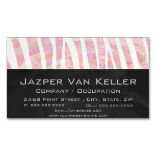 Cartão De Visitas Magnético Zebra Rosa e Impressão branco