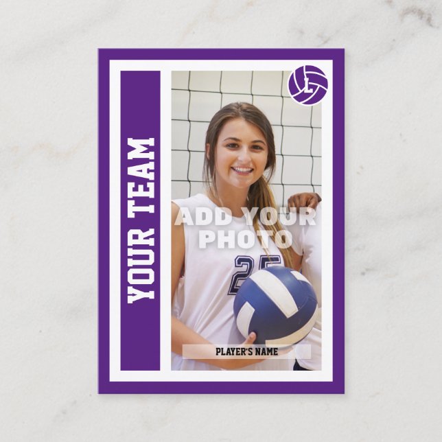Cartão de Voleibol Personalizado (Real Roxo) (Frente)