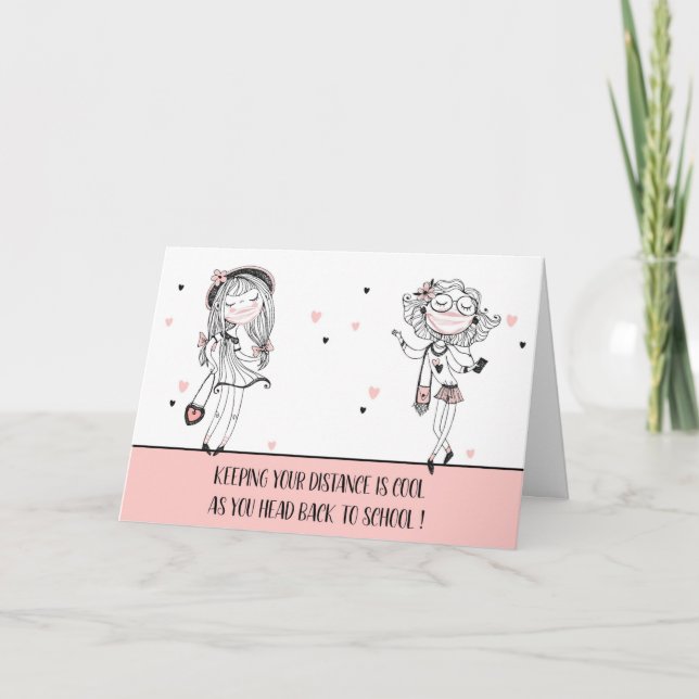 Cartão De volta à escola Meninas Legal com 19 Máscaras de (Frente)