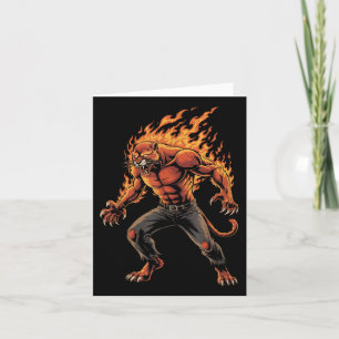Cartão De Volta À Escola Panther Mascot Werewolf Hallowee