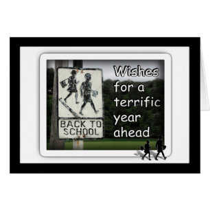 Cartão De volta aos desejos escolares por Excelente ano