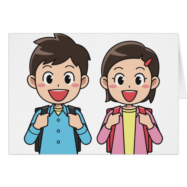 Cartão De volta aos estudantes da irmã do irmão da menina (Frente Horizontal)