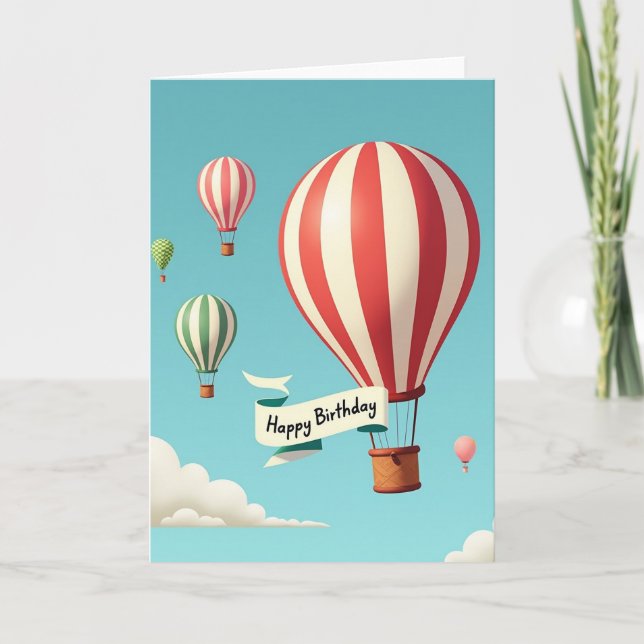 Cartão de Voo de Balão de Aniversário (Frente)