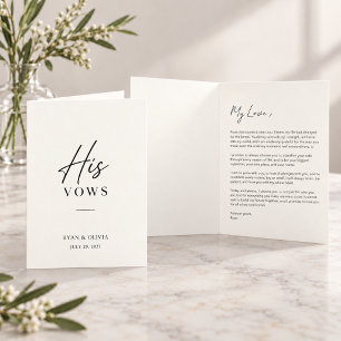 Cartão de Voto de Casamento Personalizado para Ele