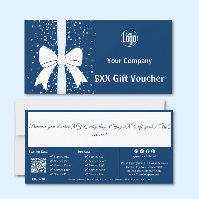 Cartão de Voucher de Nota da Empresa do QR Code Se (QR Code Services Company Note Gift Voucher Card)