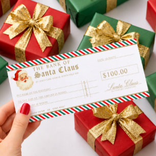 Cartão de Voucher de Presente Cheque Santa Verde V