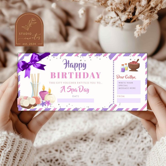 Cartão de Voucher de Presente de Aniversário de Di (Criador carregado)