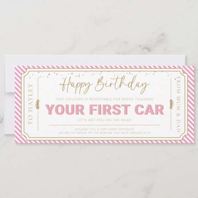 Cartão de Voucher de Presente de Aniversário do Pr (Frente)