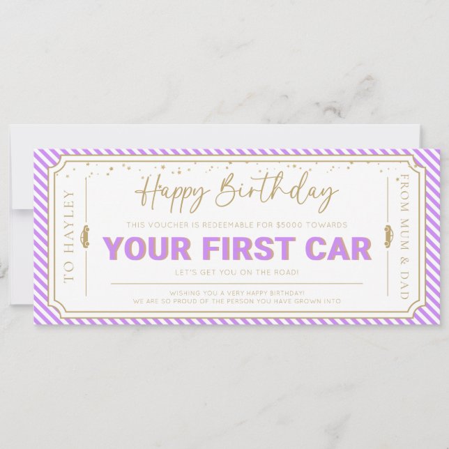 Cartão de Voucher de Presente de Aniversário do Pr (Frente)