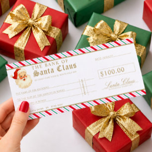 Cartão de Voucher de Presente de Cheque do Papai N