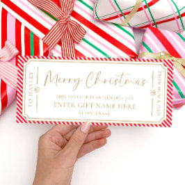 Cartão de Voucher de Presente de Natal de Stripe V