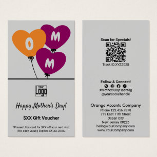 Cartão de Voucher Promocional do Dia das Mães MOM