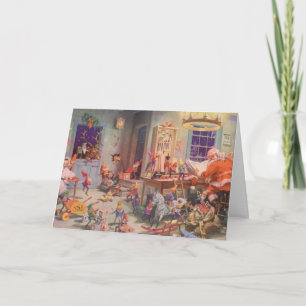 Cartão de Workshop de Papais noeis Ocupados