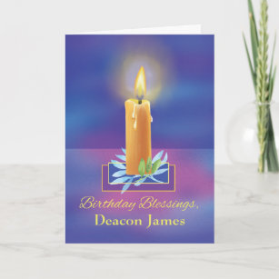 Cartão Deacon Birthday Bessings with Shining Candle