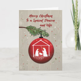 Cartão Deacon e Enfeites de natal de Esposa com Manger