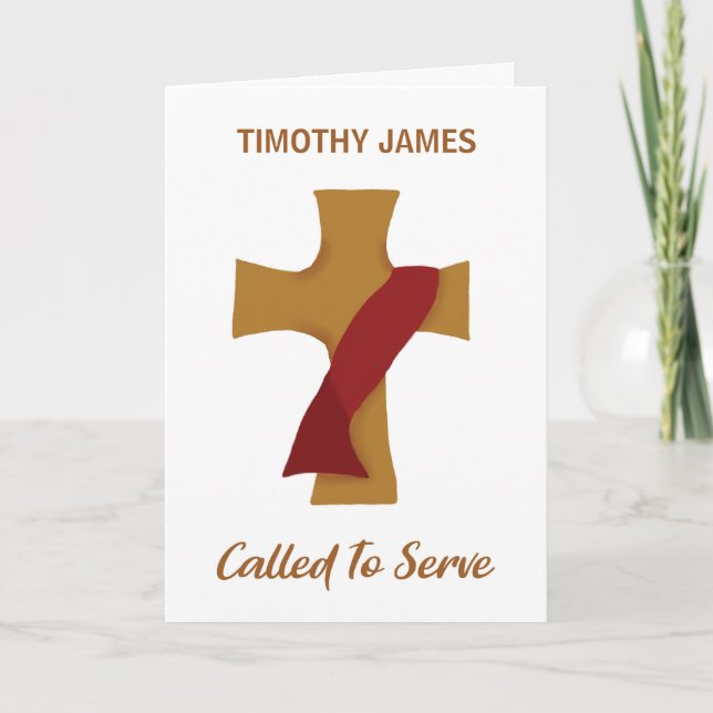 Cartão Deacon Ordination Parabéns Cruz Vermelha (Frente)