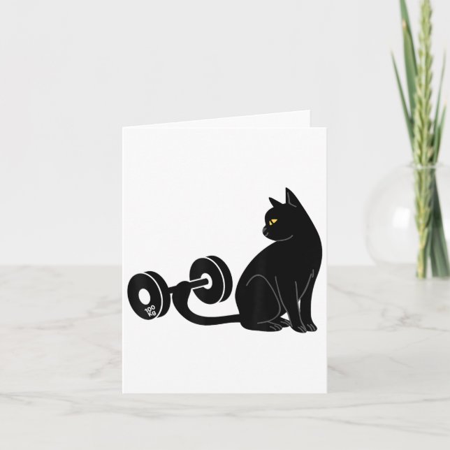 Cartão Deadlifting Cat Workout Gym Fitness Exercise Weigh (Frente)